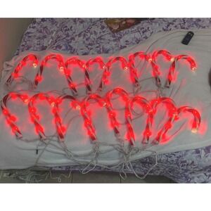 Candy Cane String Lights Red LED Christmas Replacement No Stakes Tested Lot of 2